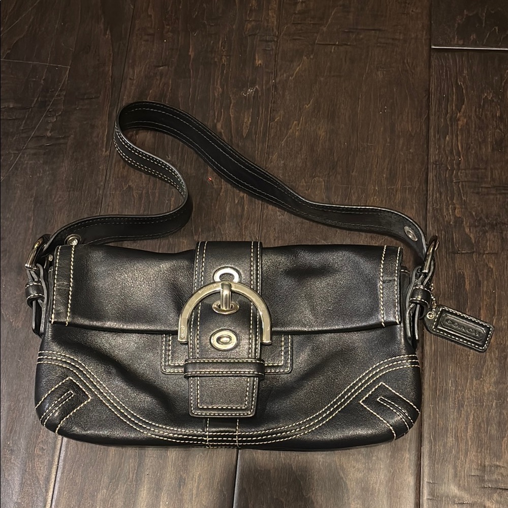Coach black leather bag